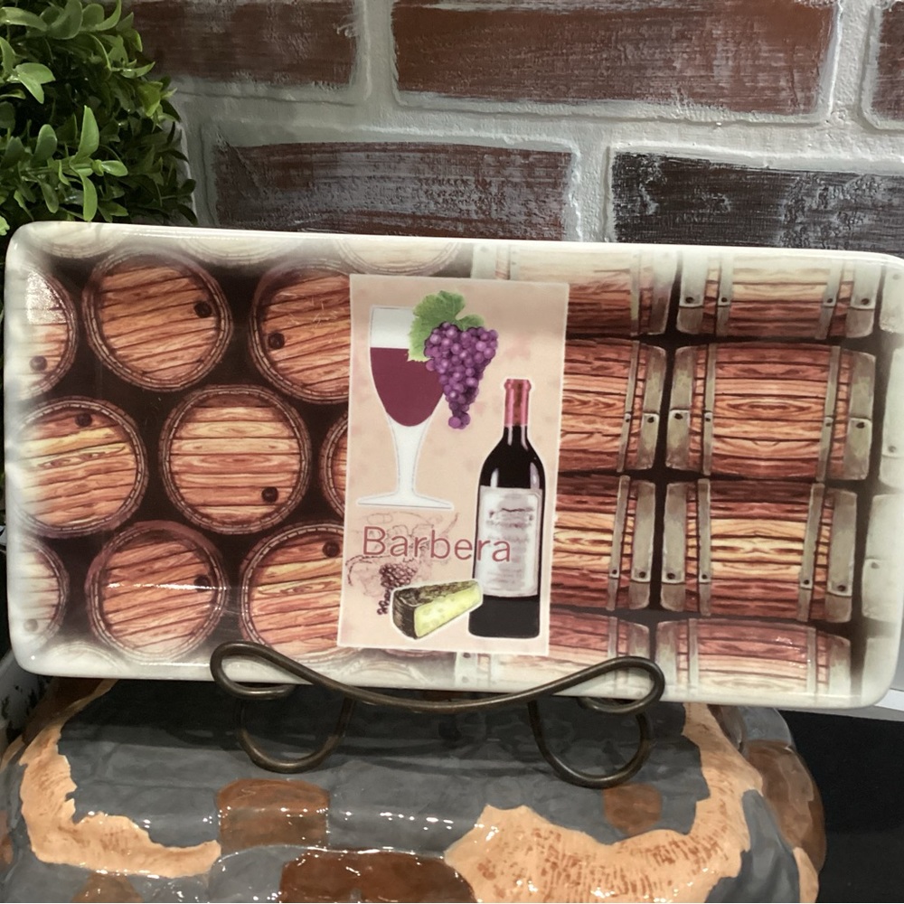T. Limoges Design In France - Ceramic Crafted Serving Tray - Barbera Wine Cheese